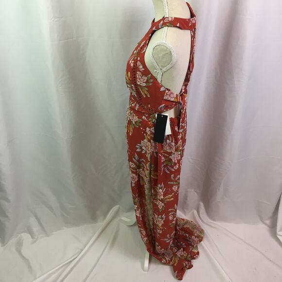 City Triangles Halter Dress Rust Teagreen XS - Picture 8 of 14